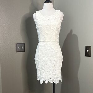 Astr Ivory Floral Lace Mini Dress